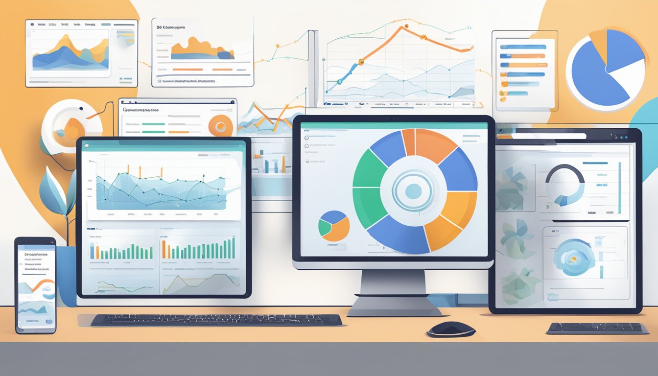 A computer screen displaying SEMrush Backlink Analytics with various graphs and data visualizations