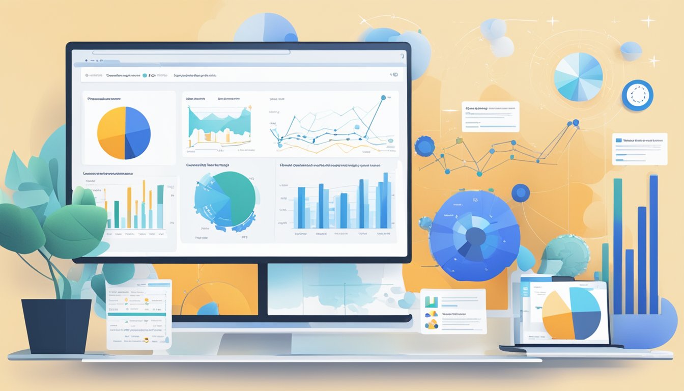 A computer screen displaying a detailed analysis of BuzzSumo's content performance, with various graphs and charts showcasing engagement and reach metrics