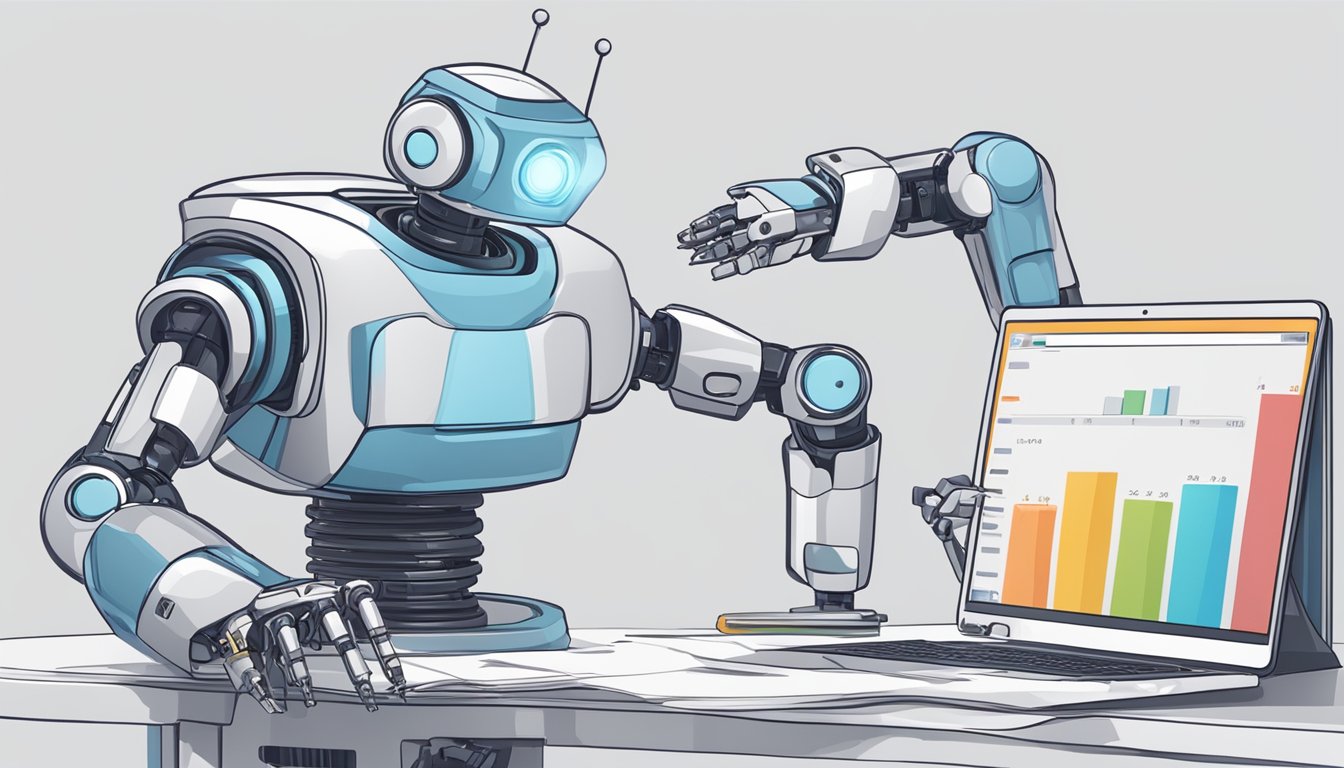 SERP Robot integrates with various tools.</p><p>Show a robot analyzing search results and connecting with other software