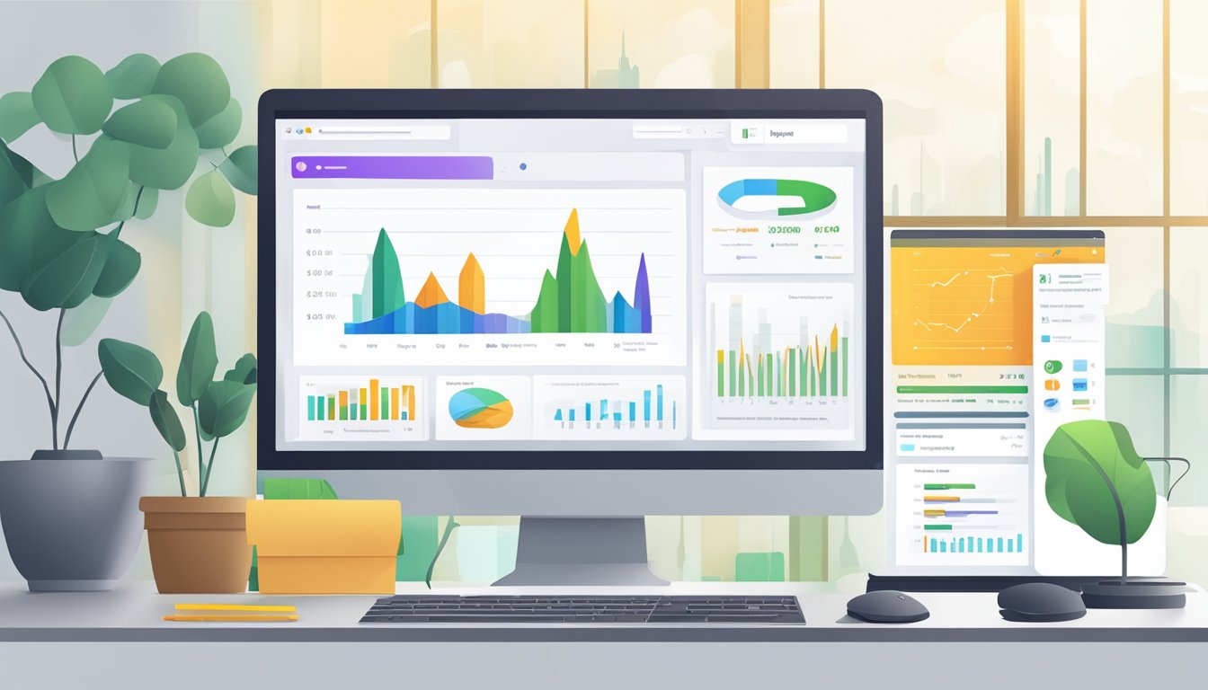 A computer screen displays Rank Tracker by SEO PowerSuite, with keyword rankings and analytics charts visible.</p><p>A mouse hovers over the interface, ready to make adjustments