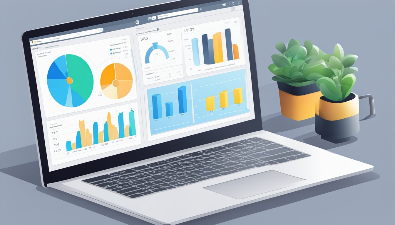 A laptop displaying ProRankTracker with a user-friendly interface.</p><p>Graphs and charts are easily accessible, making it simple to track website rankings