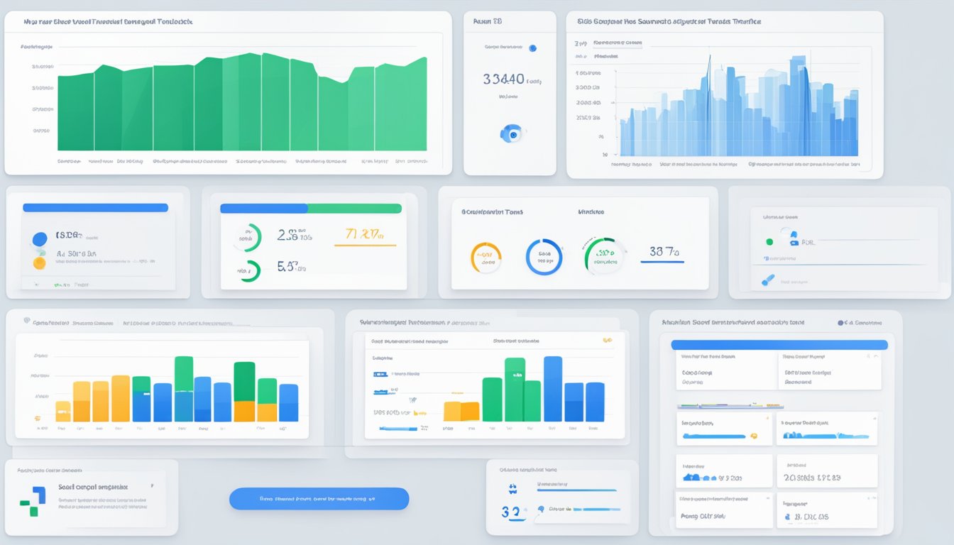 Serpstat Rank Tracker interface displays keyword rankings, search volume, and visibility trends.</p><p>Graphs and charts show data in a user-friendly format