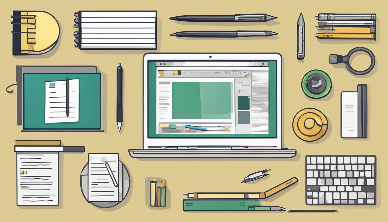 A laptop displaying Hemingway Editor next to other writing tools.</p><p>Icons and features are highlighted for comparison