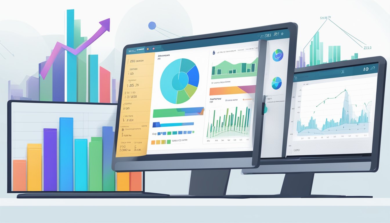 Kompyte logo with charts comparing market data on a computer screen