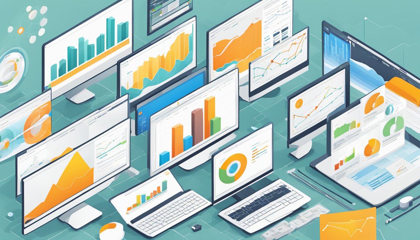 SEMrush My Reports: Link Building and Backlink Analysis.</p><p>Charts, graphs, and data tables on a computer screen