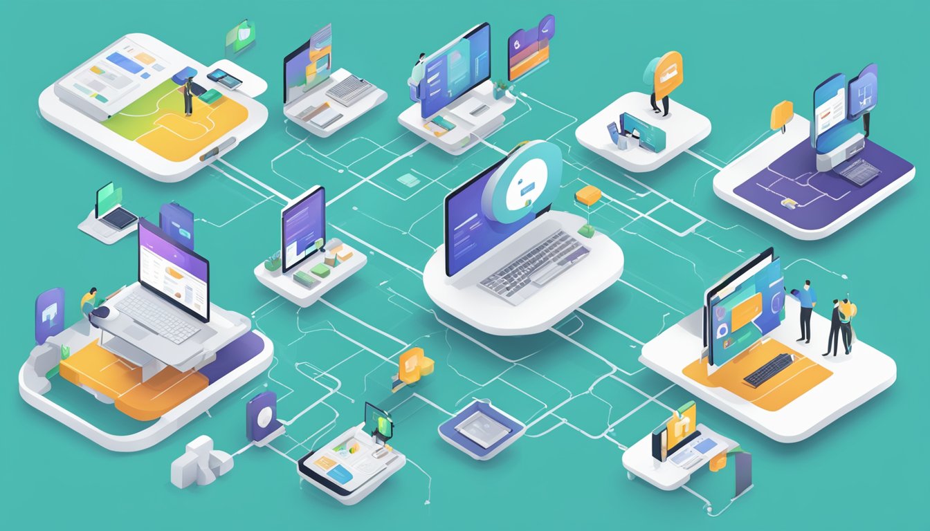 The scene depicts various platforms and integrations connected to DashThis, showcasing its compatibility and functionality