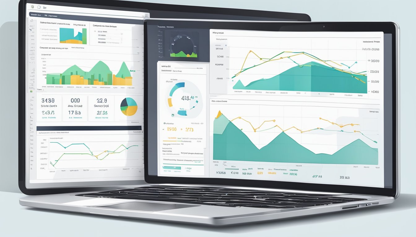 A laptop displaying Local Viking's analysis and reporting dashboard.</p><p>Graphs and charts show performance metrics.</p><p>A notepad with notes sits beside it