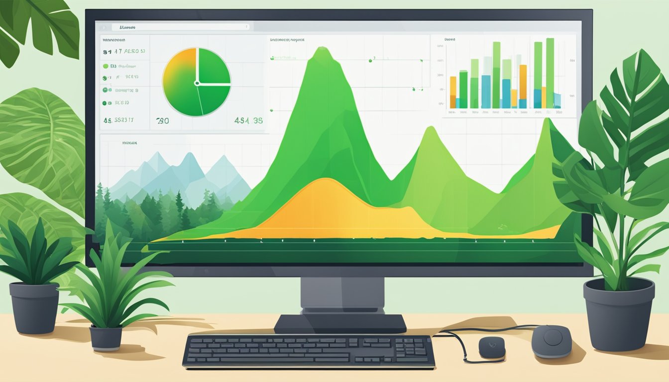 A computer screen displays the Jungle Scout logo against a backdrop of lush greenery.</p><p>Charts and graphs show upward trends, symbolizing growth and potential