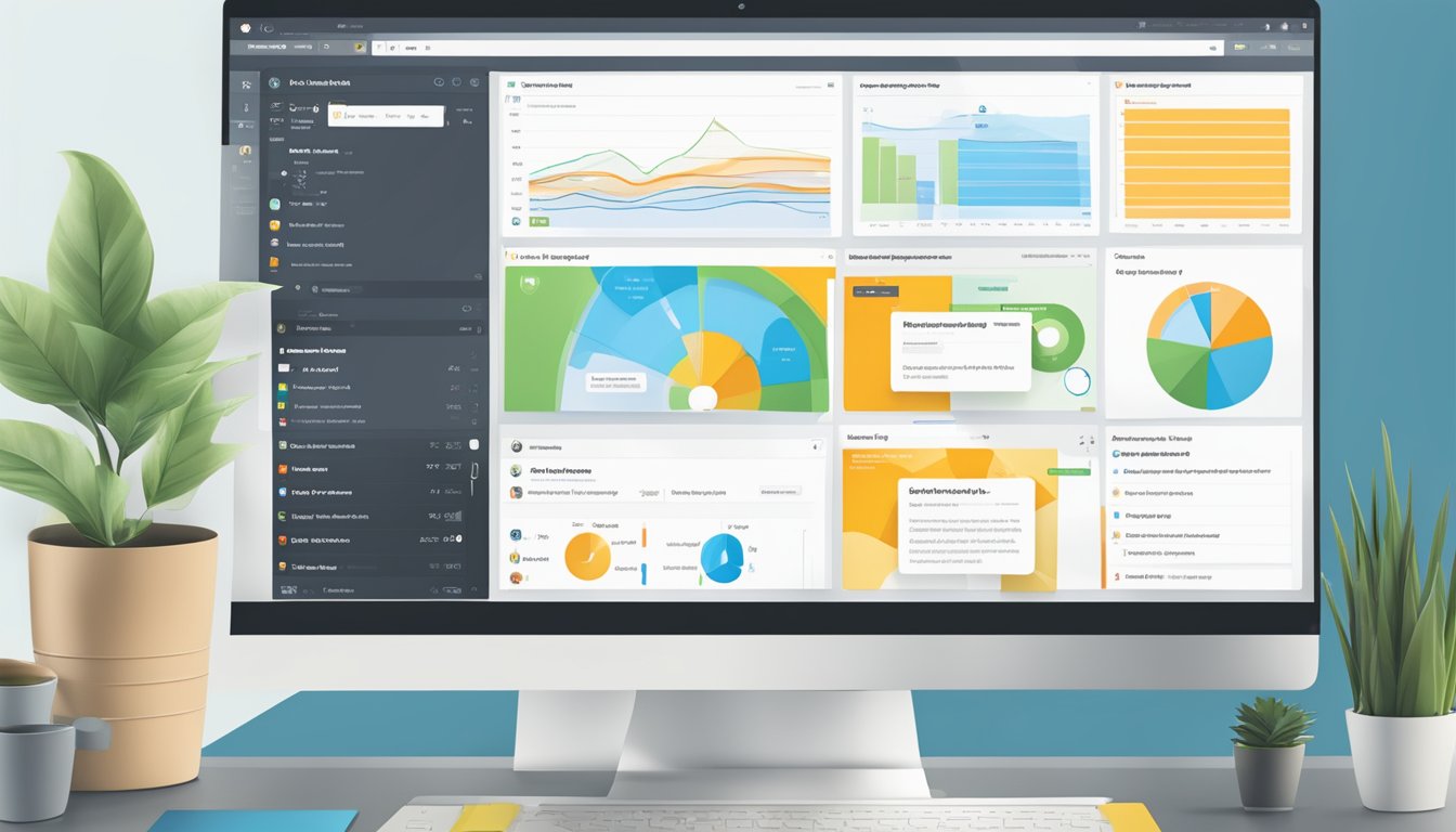 A computer screen displaying Hootsuite's dashboard with tabs open for setting up and navigating features