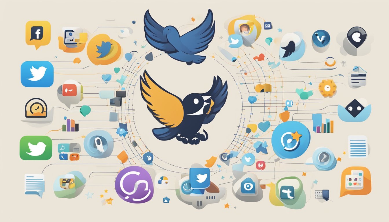 Hootsuite logo surrounded by positive review quotes and star ratings, with a chart showing increased social media engagement