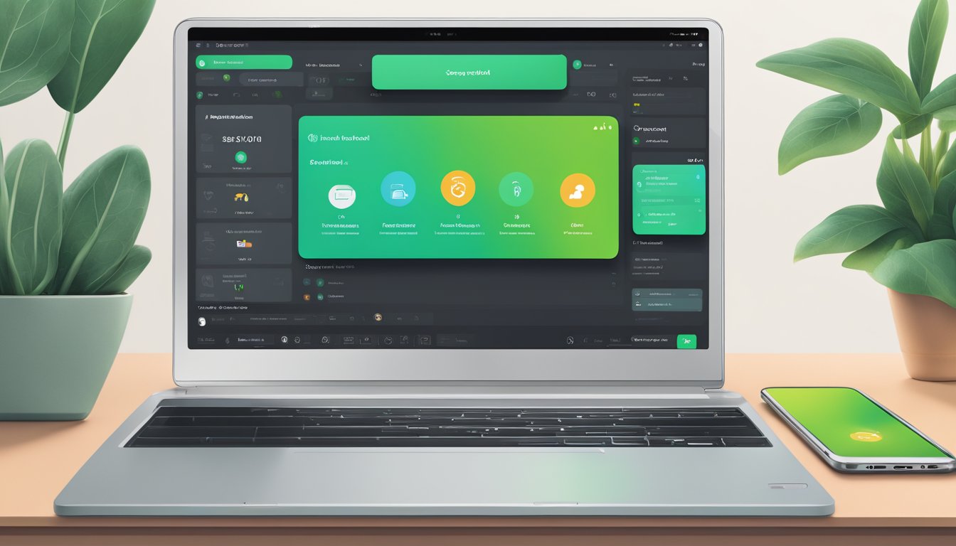 A laptop displaying the Sprout Social interface, with a user navigating through the platform.</p><p>A smartphone with the Sprout Social app is placed next to the laptop