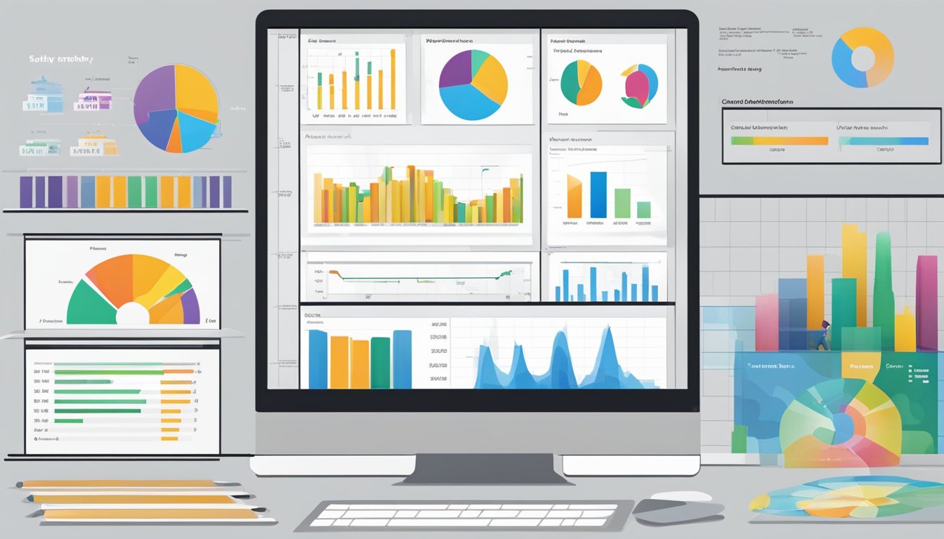 Sellbery's Comparative Analysis review: charts and graphs show data comparison.</p><p>Brand logos and product images displayed on a computer screen