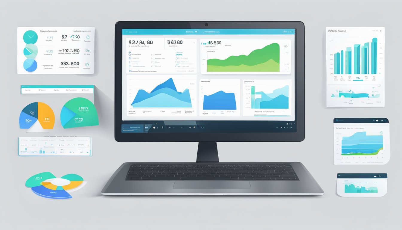 A laptop displaying Moz Pro pricing and plans with charts and graphs