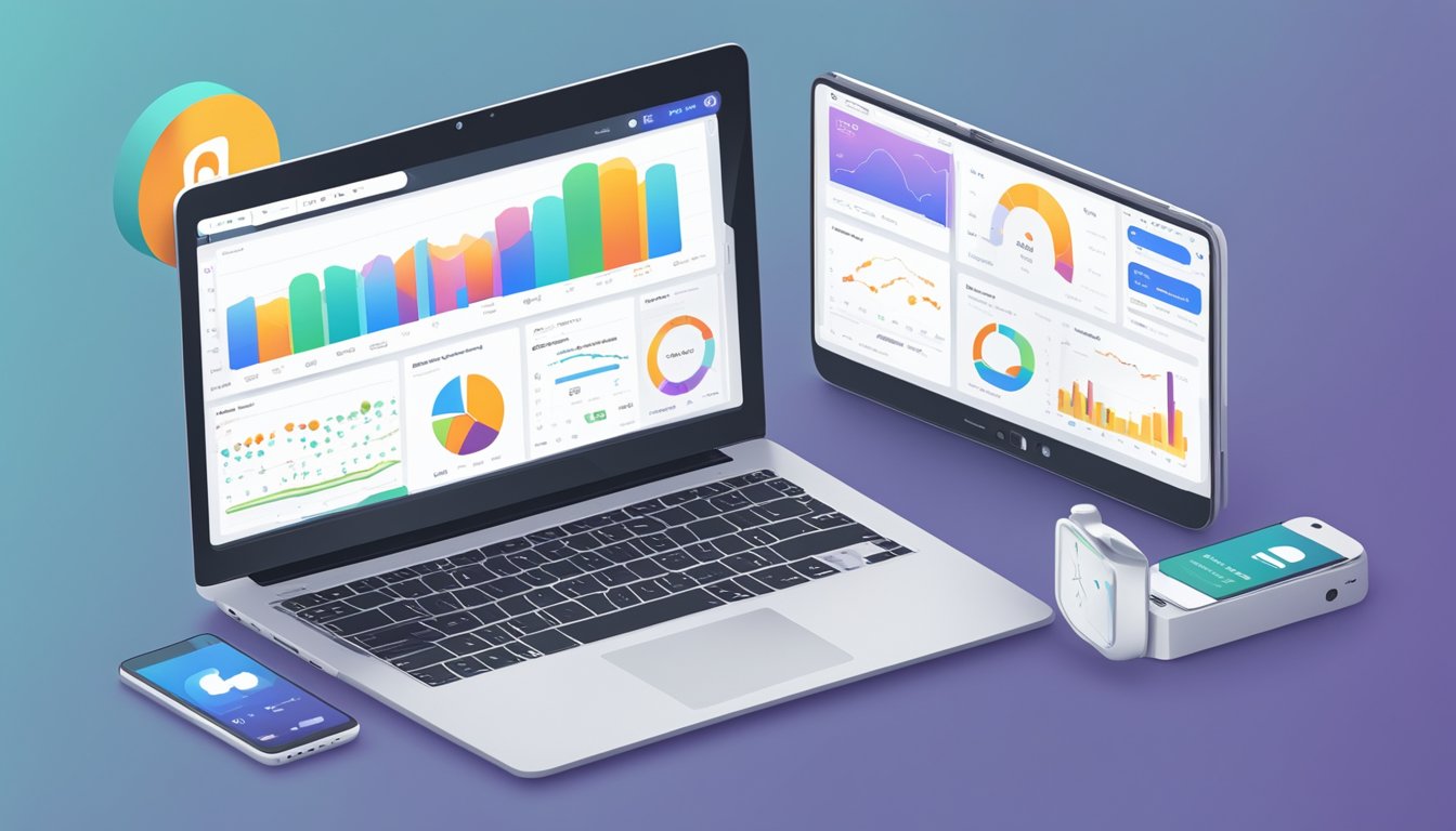 A laptop displaying the Sendible dashboard, with a clean and intuitive interface.</p><p>A smartphone next to it, showing seamless social media scheduling and analytics