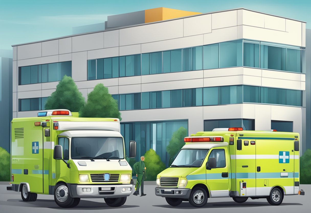 A medical team and technical support in an ambulance type A