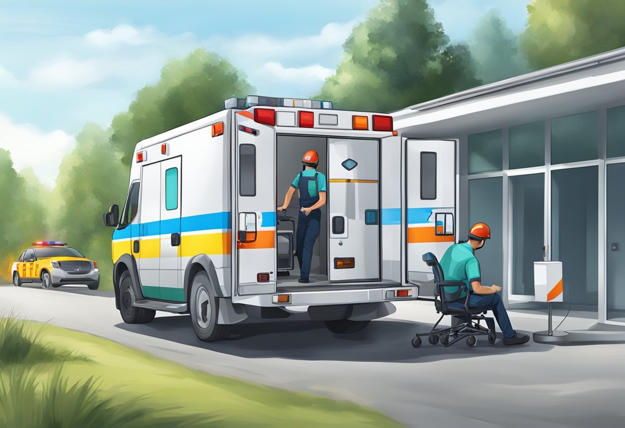 An ambulance type A performing emergency procedures for patient rescue and care
