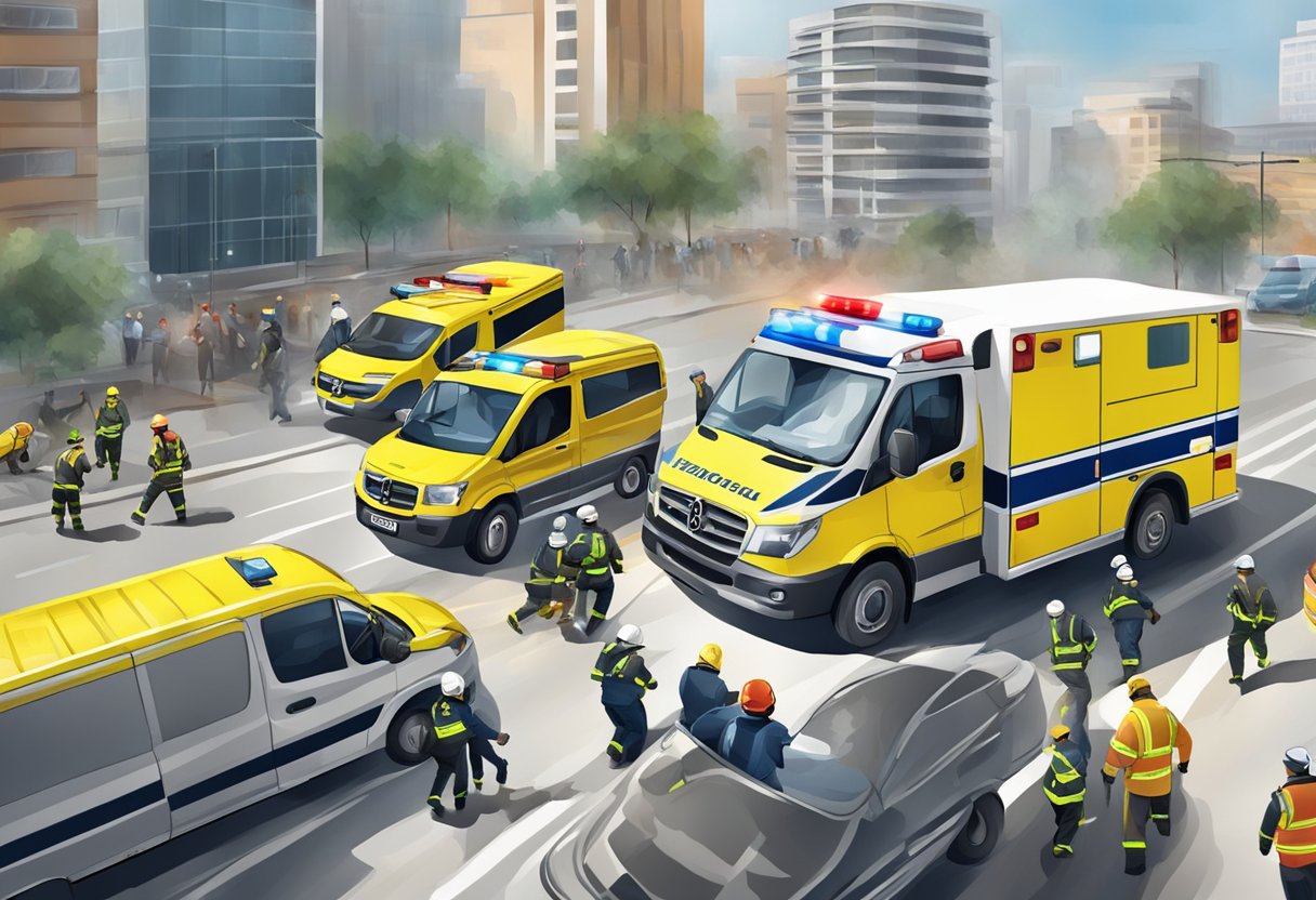 Rescue operations and ambulance in action