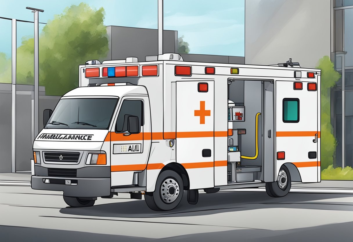 An ambulance type A undergoing maintenance and safety checks