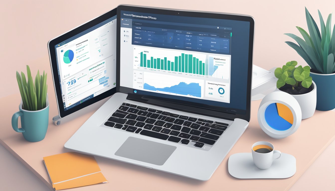 A laptop displaying Similarweb Pro plans and pricing, with a chart comparing different subscription options