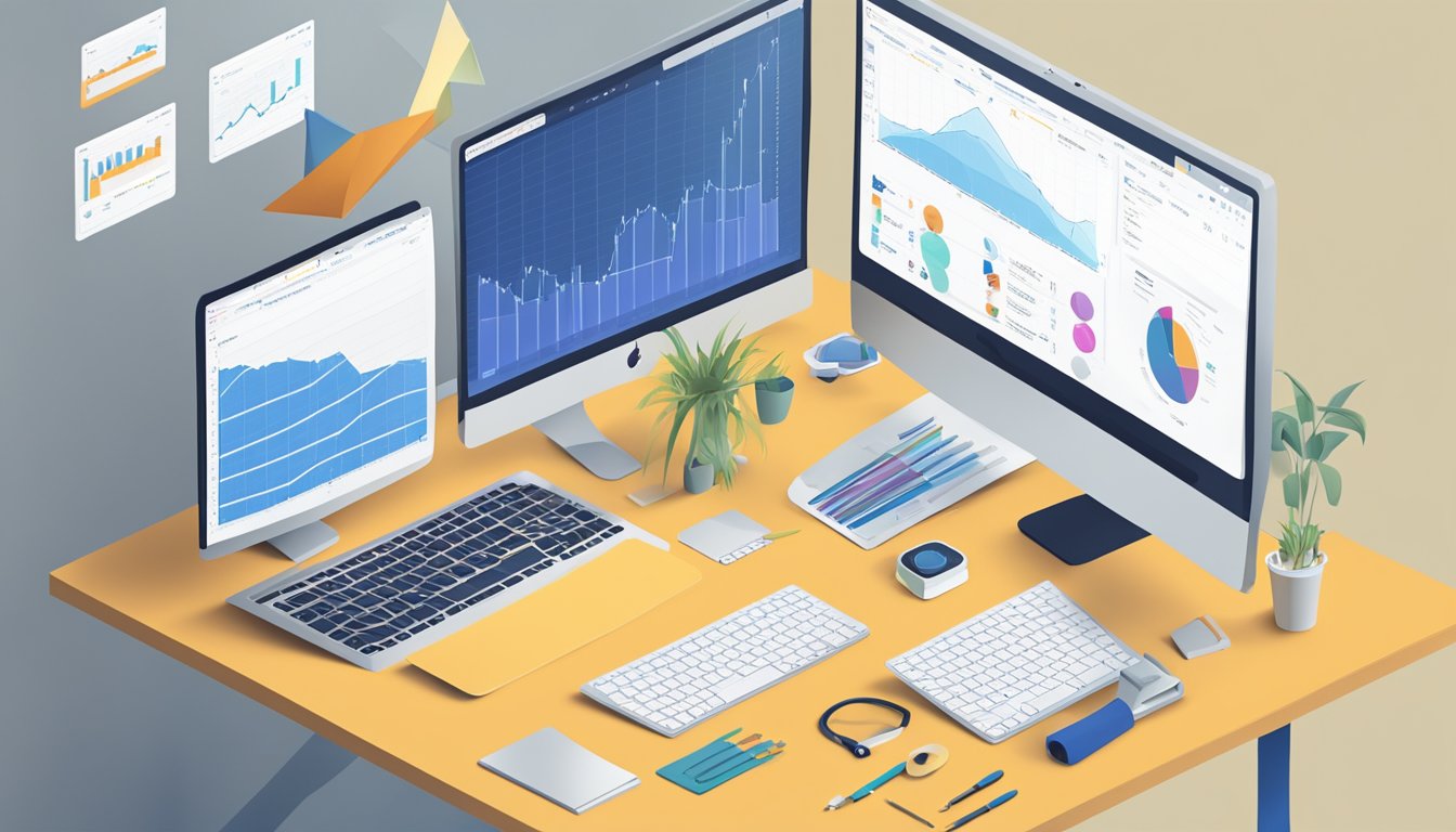 A computer screen displaying Similarweb with various tools and data charts open for review