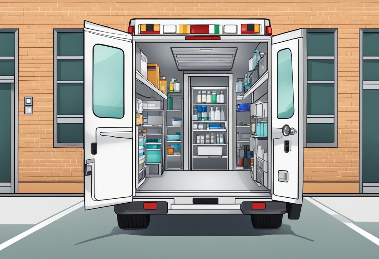 Ambulância Tipo B: Equipamentos e Utilizações Essenciais 2 An ambulance type B parked with open rear doors, showing medical equipment and supplies neatly organized inside