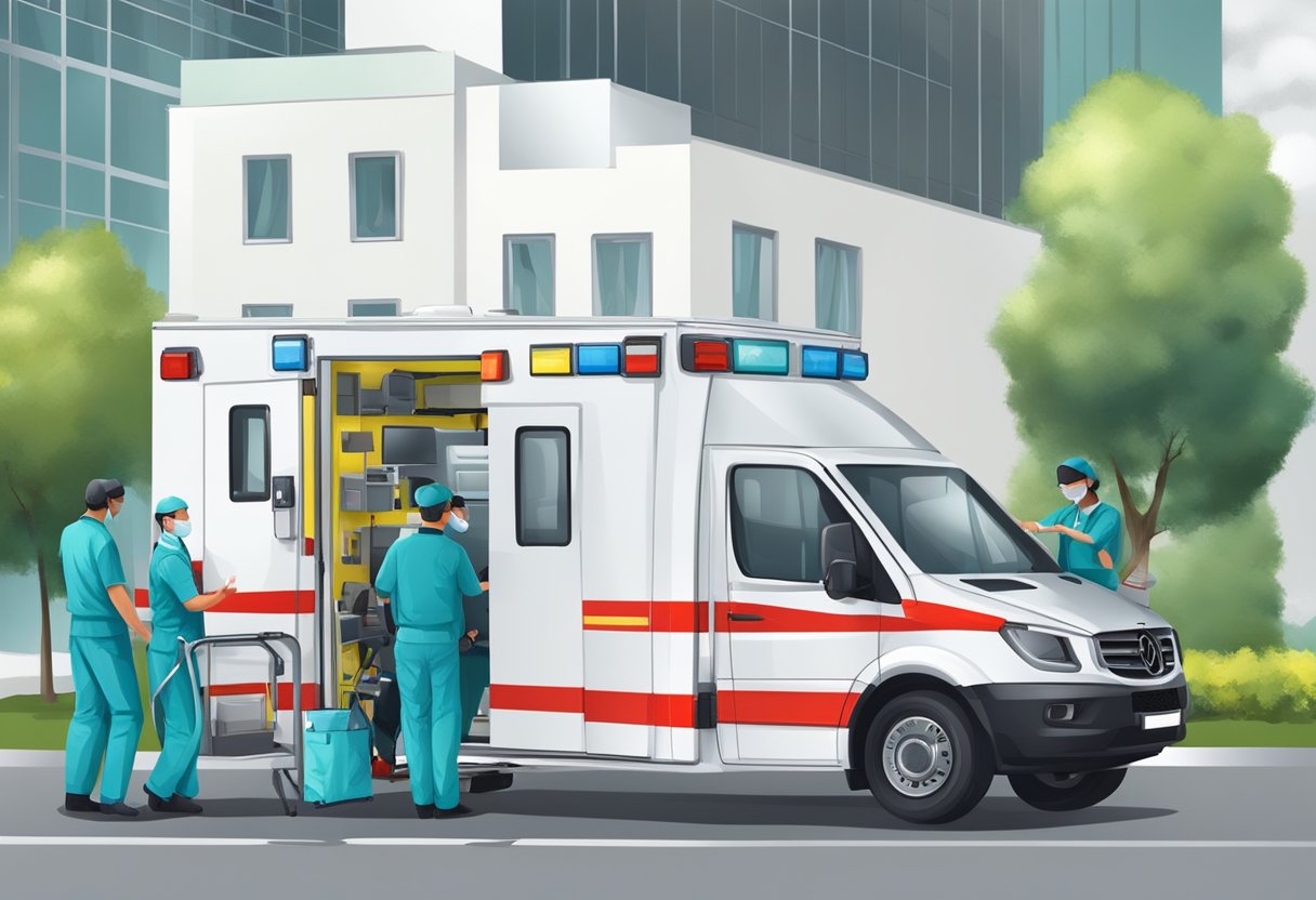 Ambulância Tipo B: Equipamentos e Utilizações Essenciais 3 The medical team secures equipment in a type B ambulance for support and safety