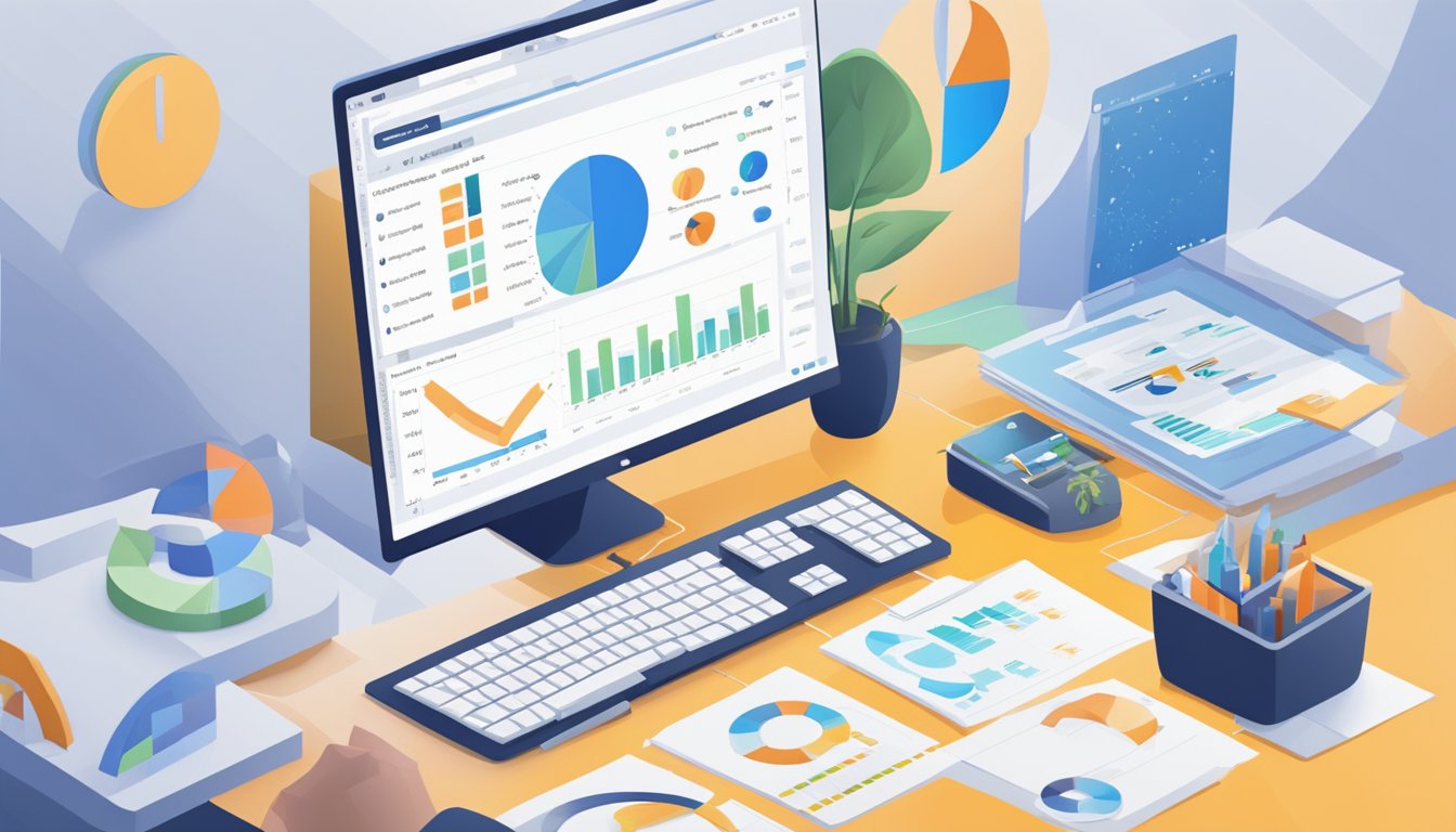 The Similarweb review shows a computer screen with data charts and graphs.</p><p>A hand not visible is operating a mouse