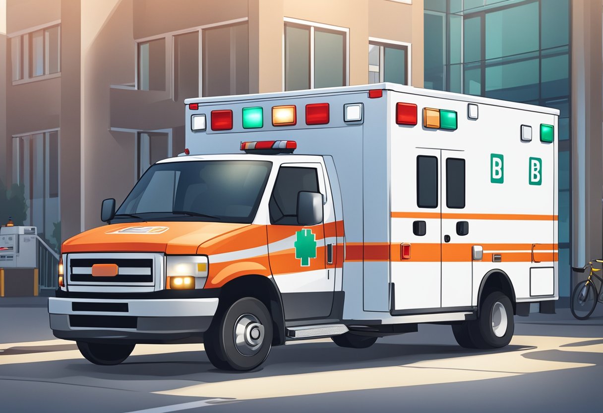 Ambulância Tipo B: Características e Aplicações Emergenciais 2 An ambulance type B parked outside a hospital, with its lights flashing and paramedics unloading medical equipment