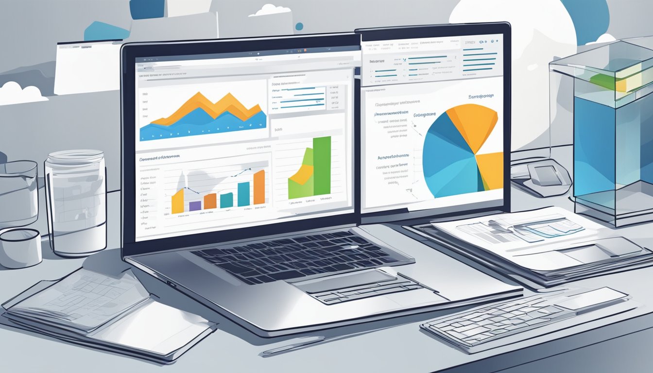 A laptop displaying web developer job statistics and outlook.</p><p>Graphs and charts show employment trends and insights