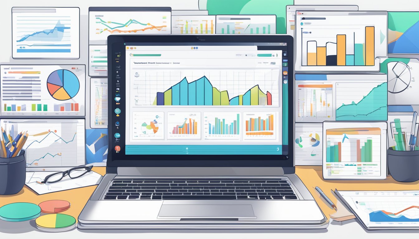 A laptop displaying TubeBuddy's interface with graphs and data.</p><p>A notepad with analytical notes and a pen.</p><p>An open browser with competitor analysis