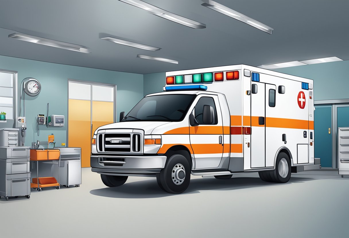 Ambulance Type C being serviced and operated in a medical facility