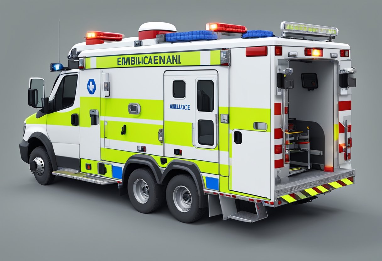 A modern ambulance type C with advanced rescue equipment and technology, ready for emergency response