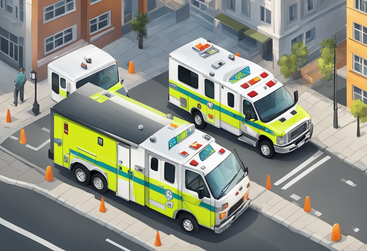 An overhead view of a Type D ambulance parked on a city street
