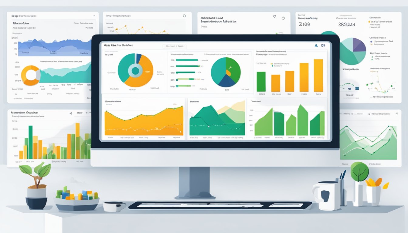 A computer screen displays Bing Webmaster Tools with a small business website dashboard.</p><p>Graphs and data charts are visible, indicating performance metrics