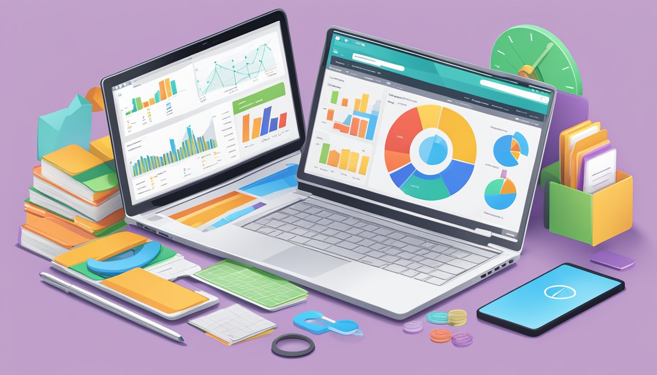 A laptop displaying the All in One SEO Pack dashboard with various optimization tools and metrics