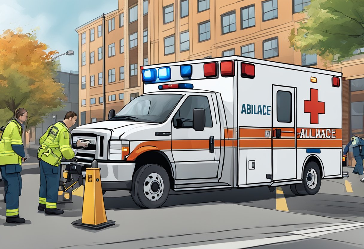 Ambulância Tipo D: Características e Vantagens para Transporte de Pacientes 7 An ambulance type d arriving at a pre-hospital care scene, with emergency responders providing assistance