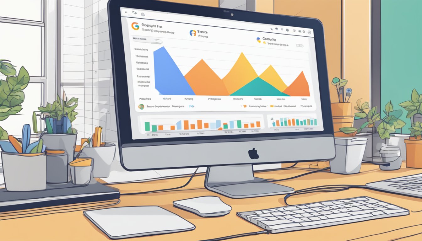 Various line graphs and charts displaying trending topics and search queries on a computer screen, with the Google Trends logo in the corner