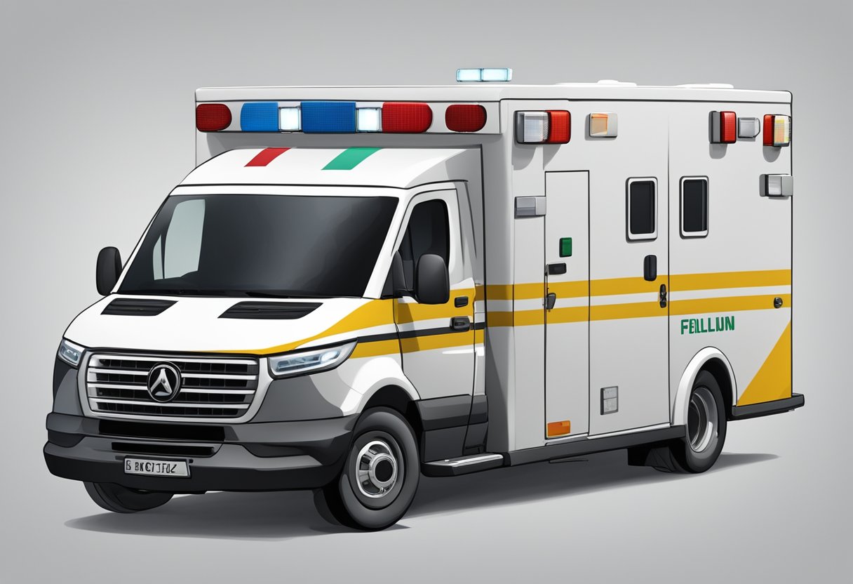 An ambulance type f following government regulations and guidelines