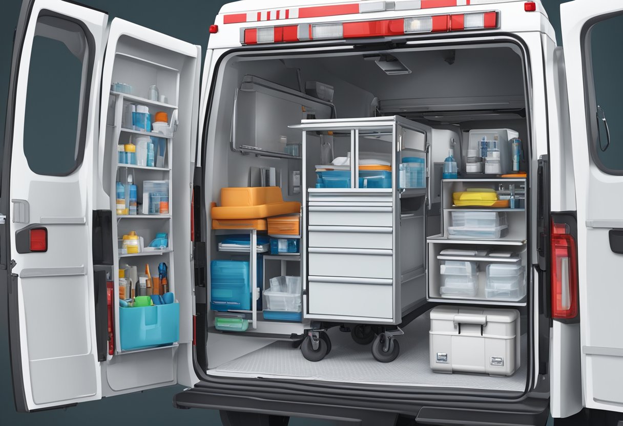 Ambulância Tipo F: Características e Equipamentos Essenciais 2 An ambulance type F with essential medical equipment neatly organized and secured for easy access during emergencies