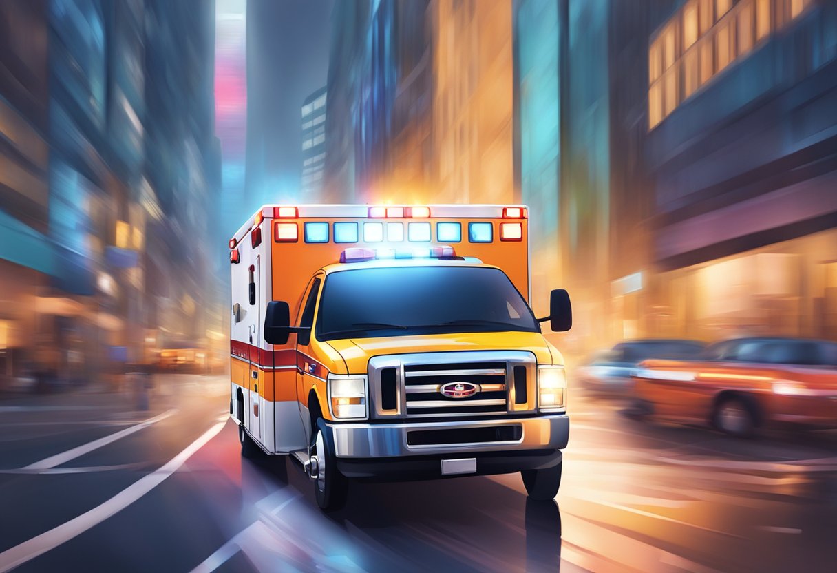 Ambulância UTI: Importância no Atendimento de Emergências Críticas 6 An emergency UTI ambulance rushing through city streets with flashing lights and blaring sirens