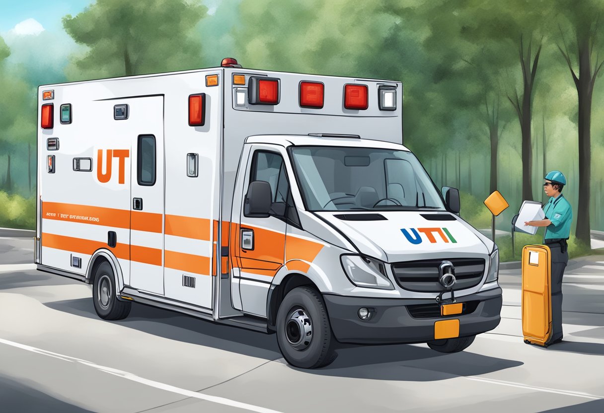Ambulância UTI: Importância no Atendimento de Emergências Críticas 8 An ambulance with "UTI" signage, equipped with safety restraints and medical equipment, transports a patient with care
