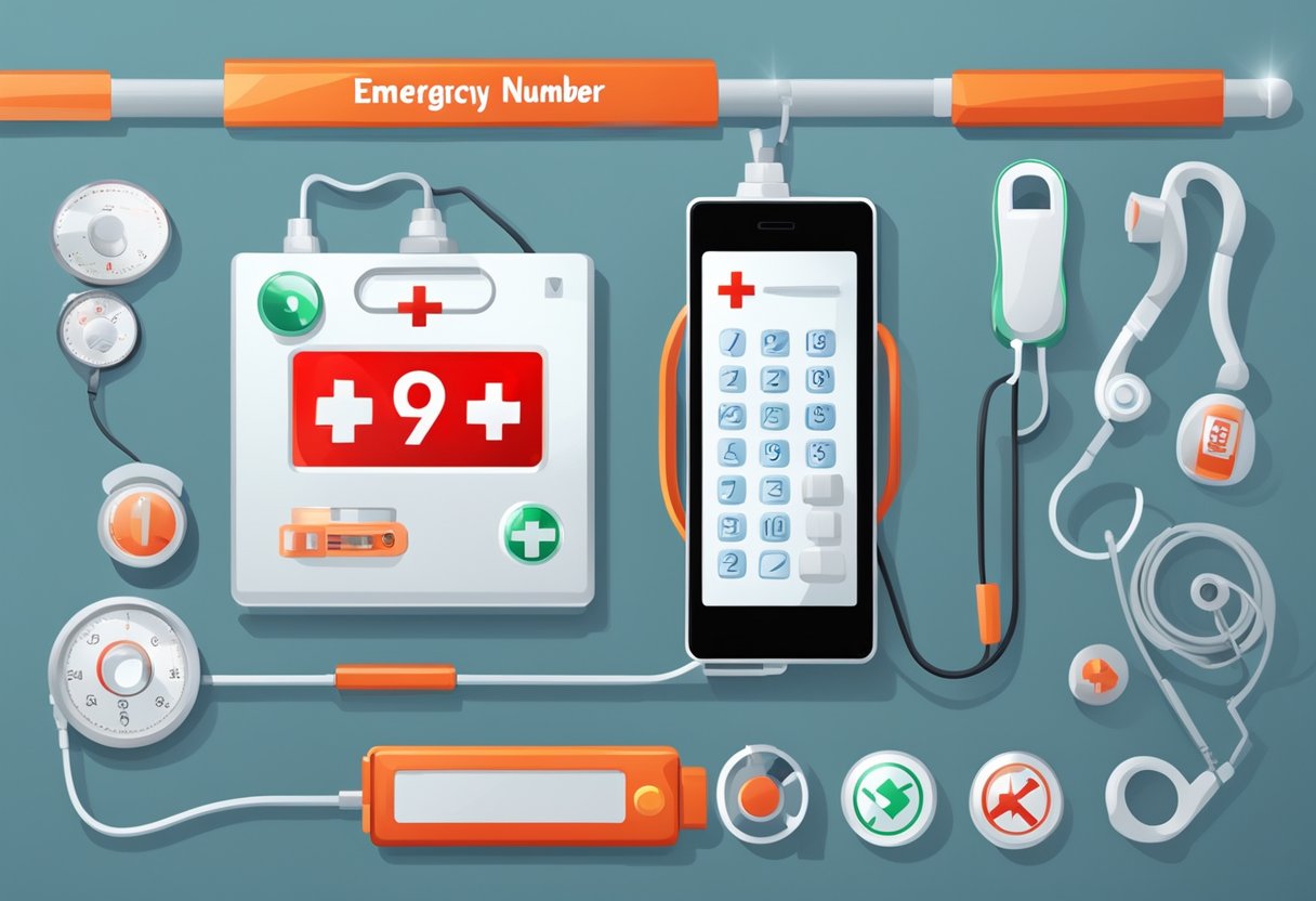 Emergencia Ambulancia Numero: Como Ligar Rapidamente em Situações Críticas 6 A ringing phone with "emergency ambulance number" displayed on the screen, surrounded by medical equipment and a flashing red light