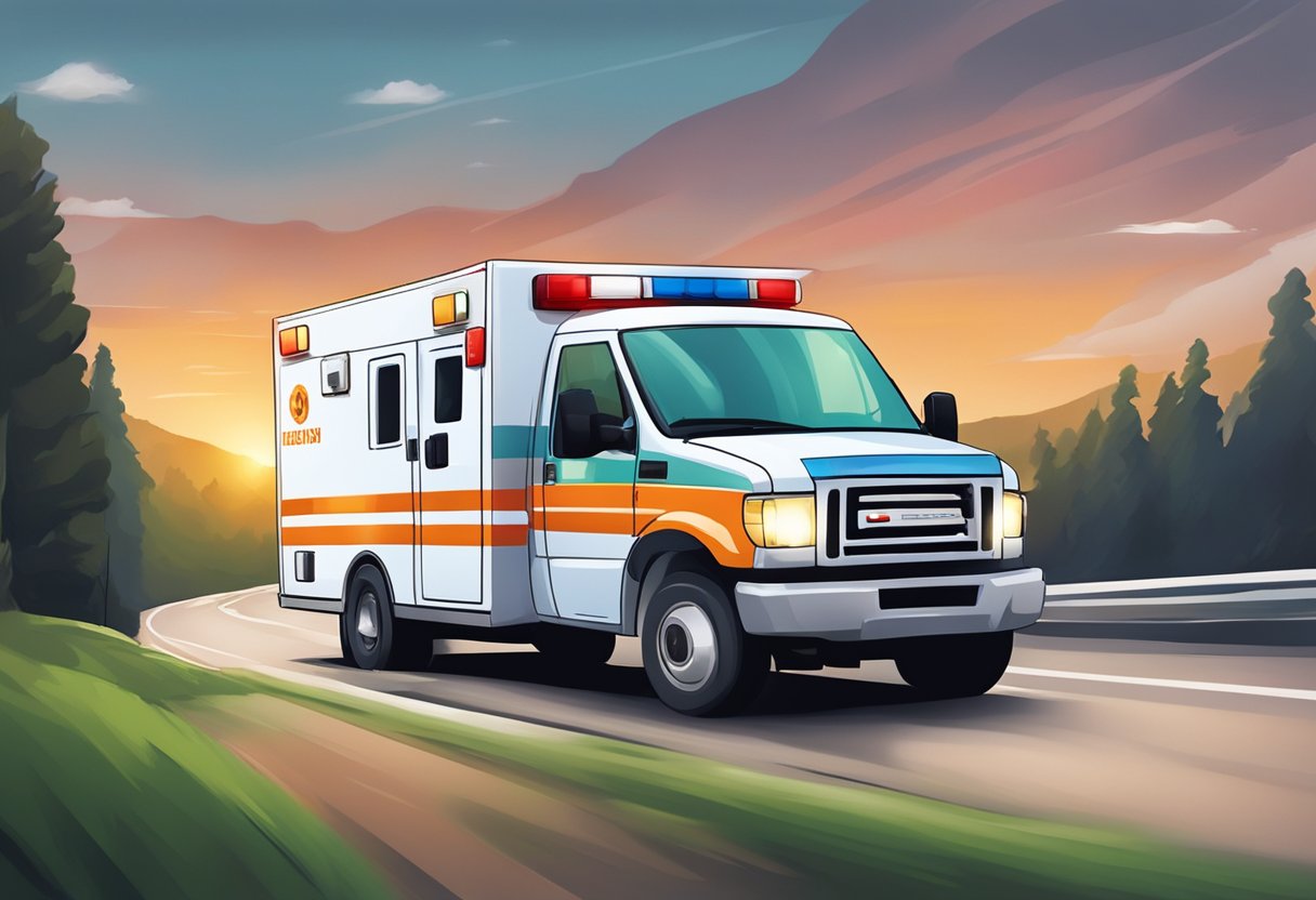 An ambulance rushing to provide emergency assistance