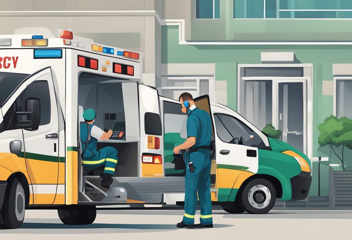 Emergency medical call, person dialing ambulance