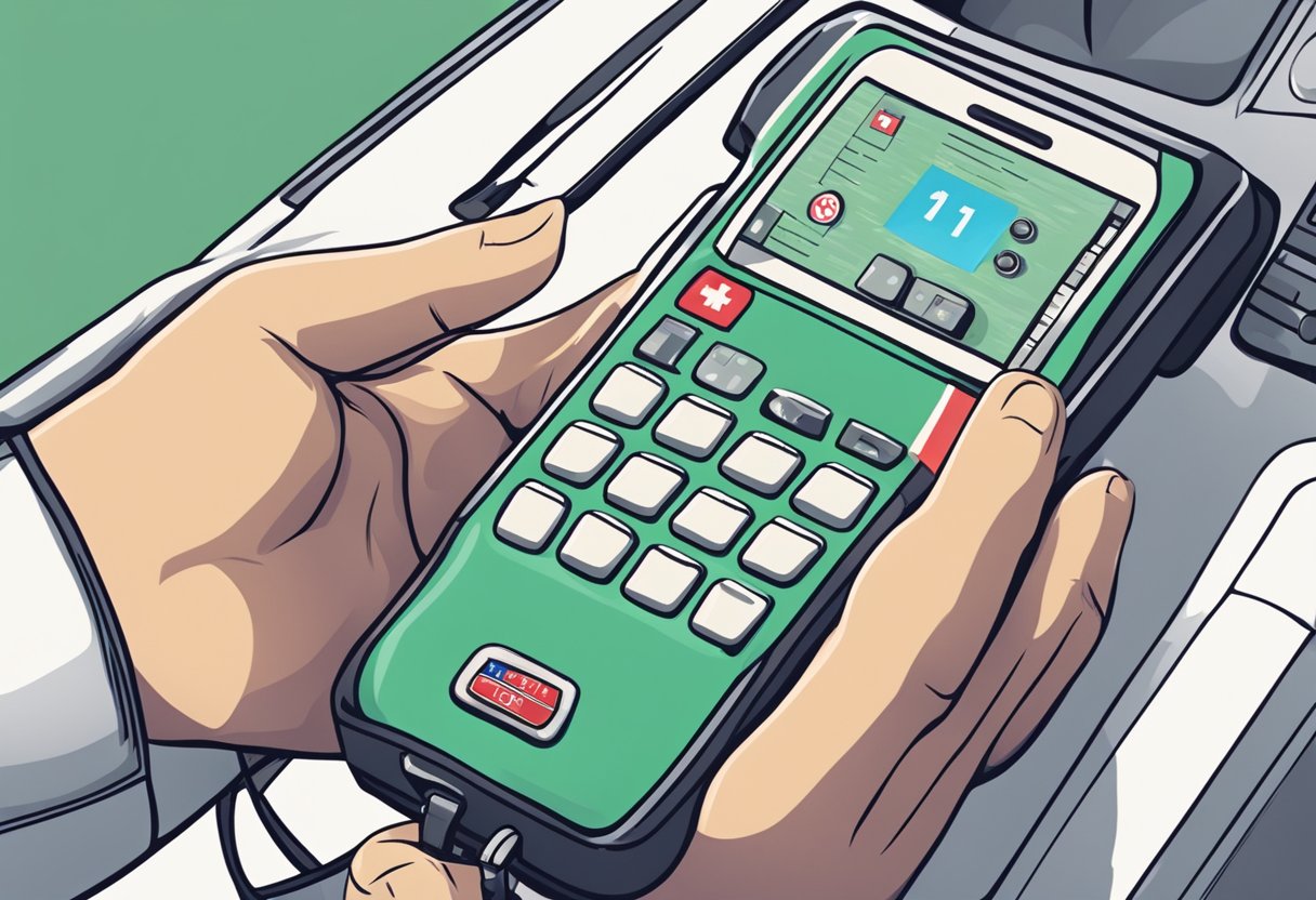 A phone with a hand reaching out to dial 911 for an ambulance