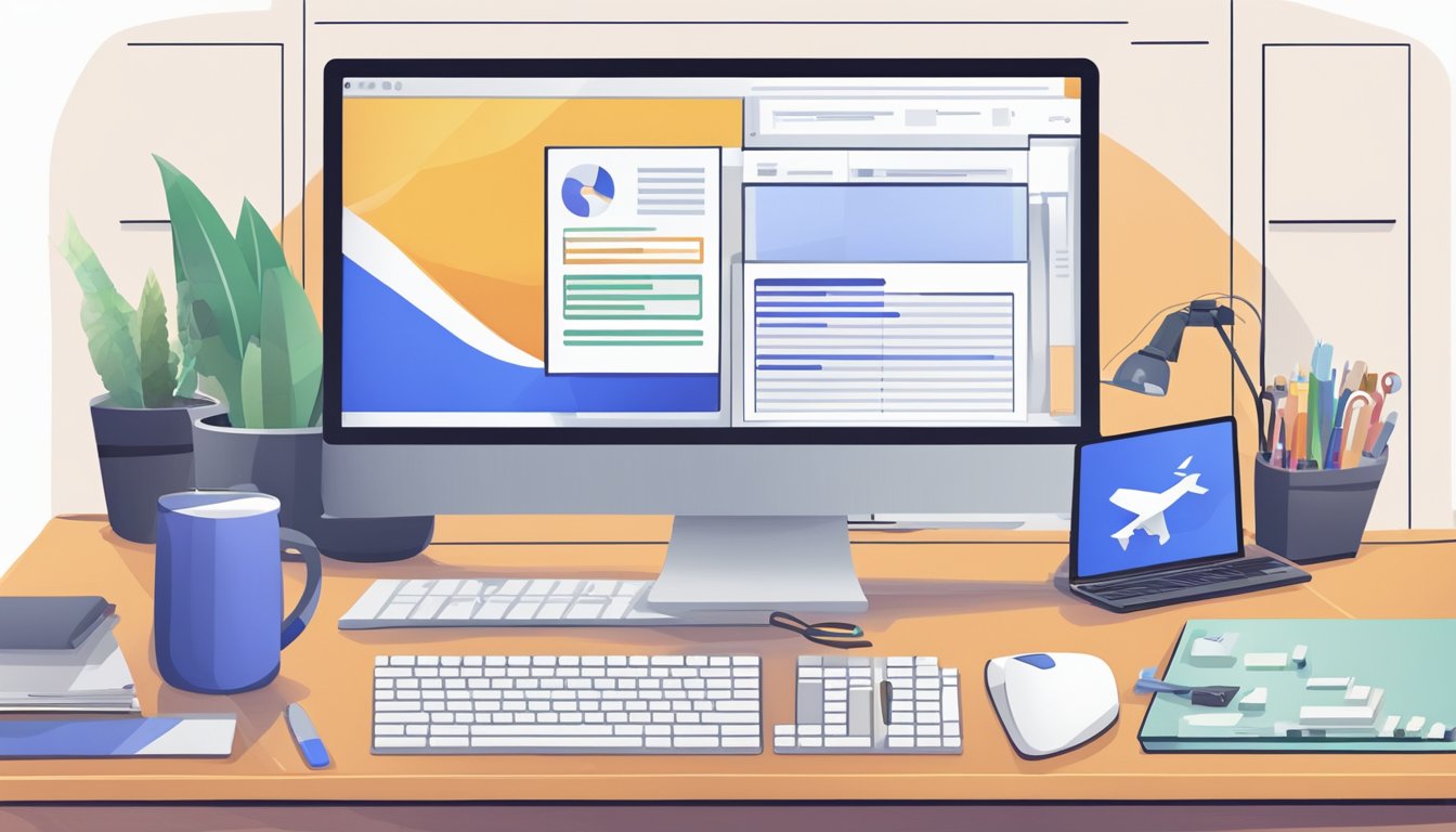 A computer screen displays "Ahrefs Keywords Explorer" with "8 Awesome Alternatives to Google Keyword Planner" highlighted.</p><p>A desk with a keyboard and mouse sits in the background