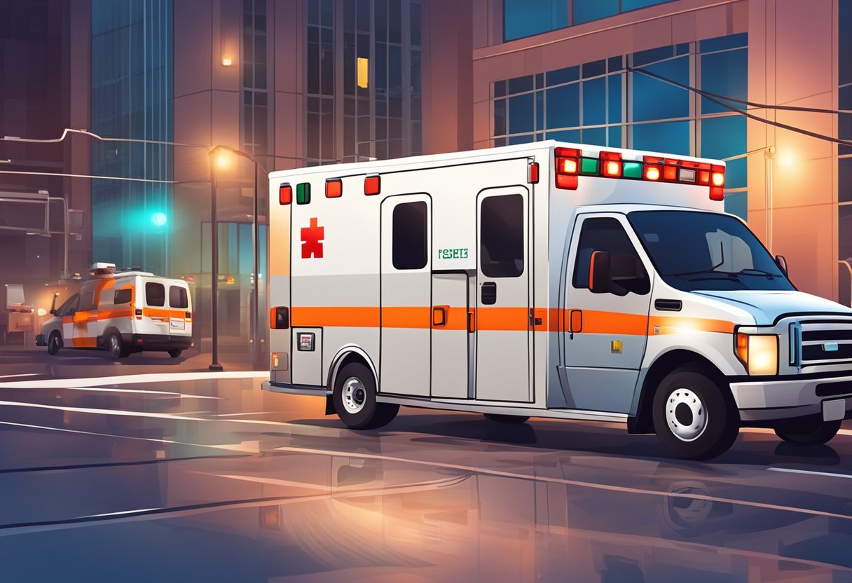 Número de Emergência Ambulância: Como Chamar Ajuda Rápida 5 Emergency scene with ambulance, flashing lights, and medical equipment