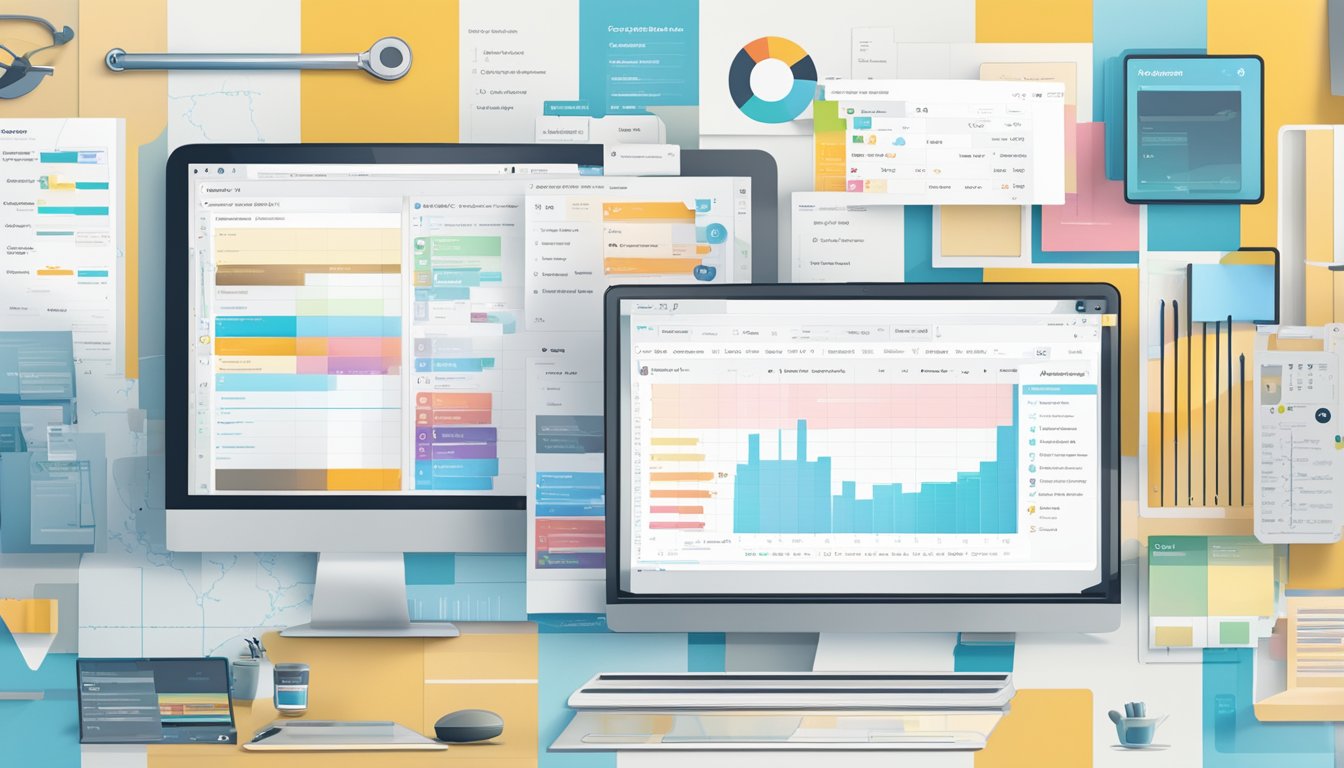 A computer screen displays a comparison chart of Moz Pro and 7 alternative tools to KWFinder, with each tool's features and pricing highlighted