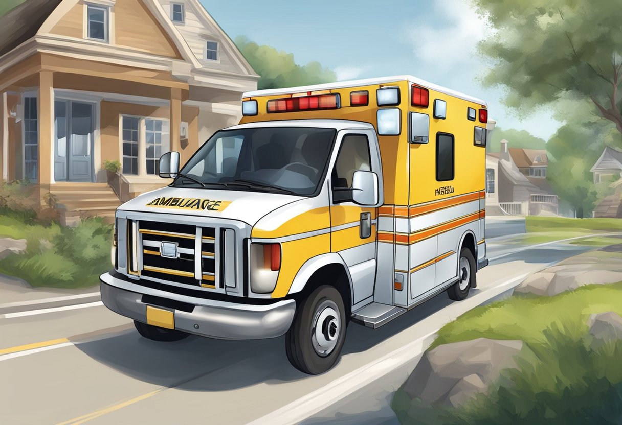 Ambulance being utilized for simple patient transport. No human subjects