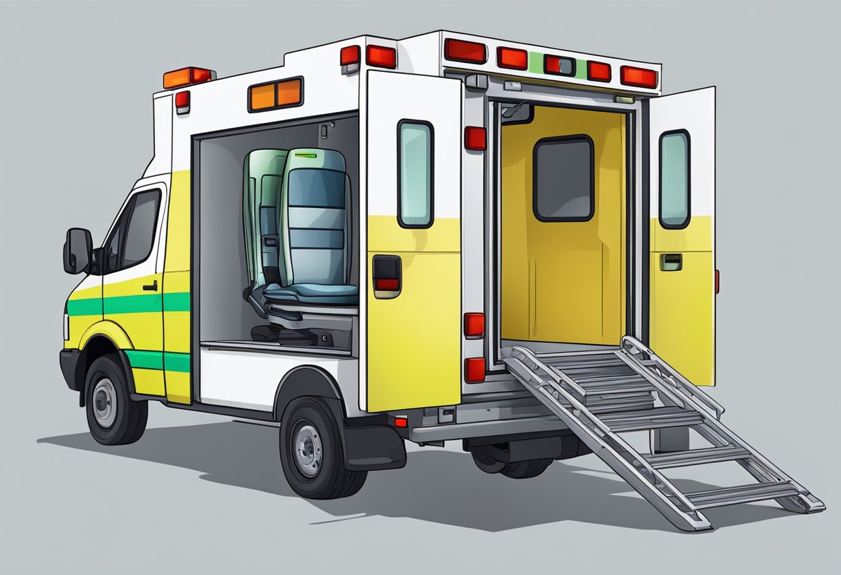 An ambulance with special equipment for patient removal and support